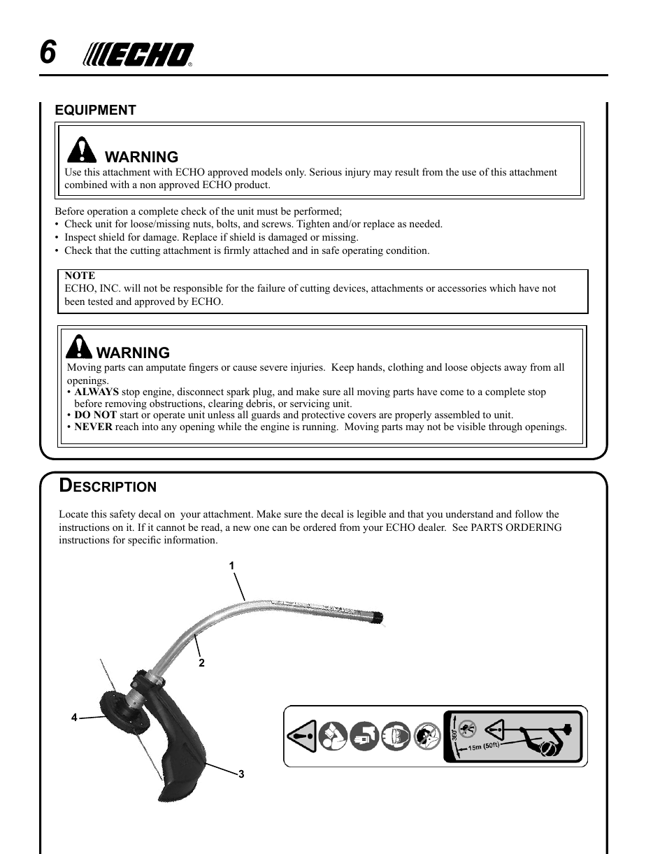 Description, Warning | Echo PAS RAPID LOADER 99944200615 User Manual | Page 6 / 16
