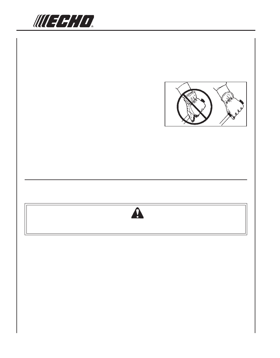 Repetitive stress injuries, Warning danger | Echo SHC-260 User Manual | Page 6 / 28