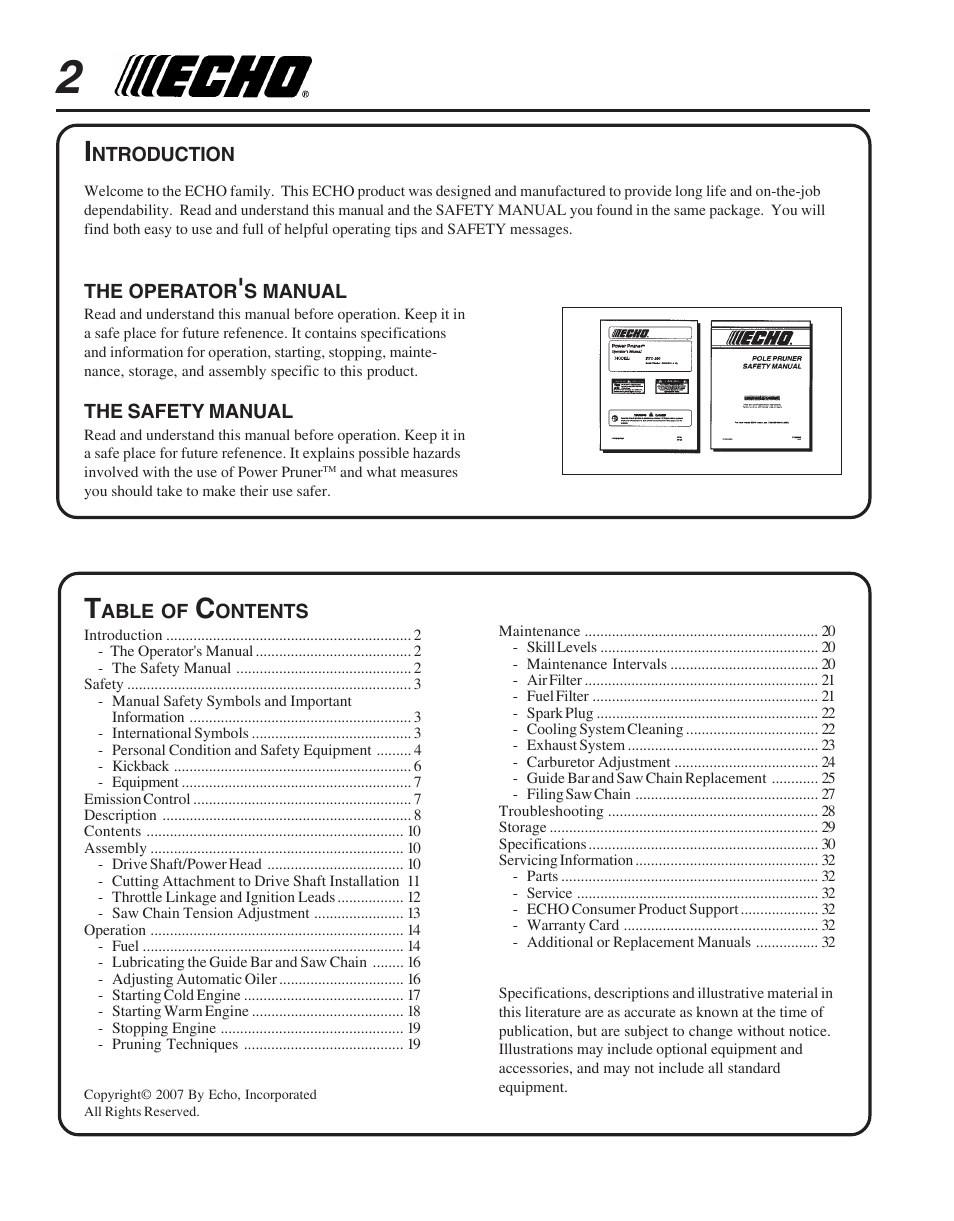 Echo PPT-265  EN User Manual | Page 2 / 32