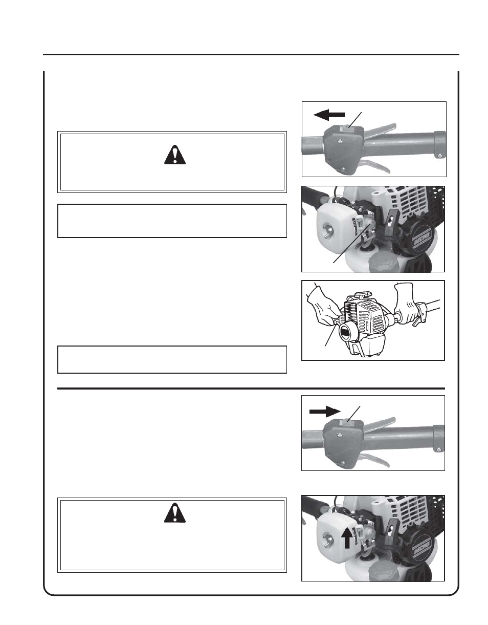 Starting warm engine, Stopping engine | Echo SRM-230 User Manual | Page 15 / 28
