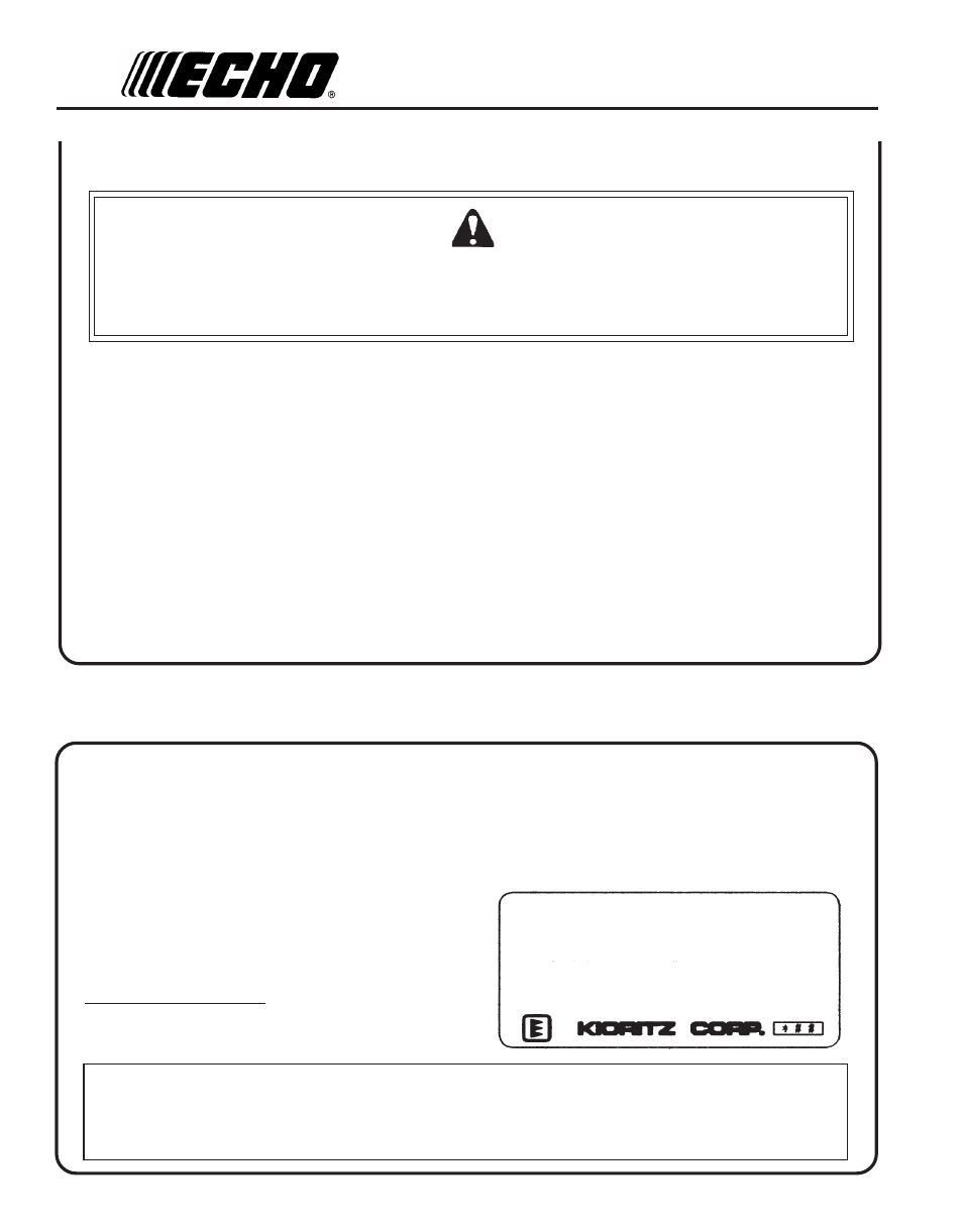 Emission control, Warning danger | Echo SRM-230 User Manual | Page 6 / 28