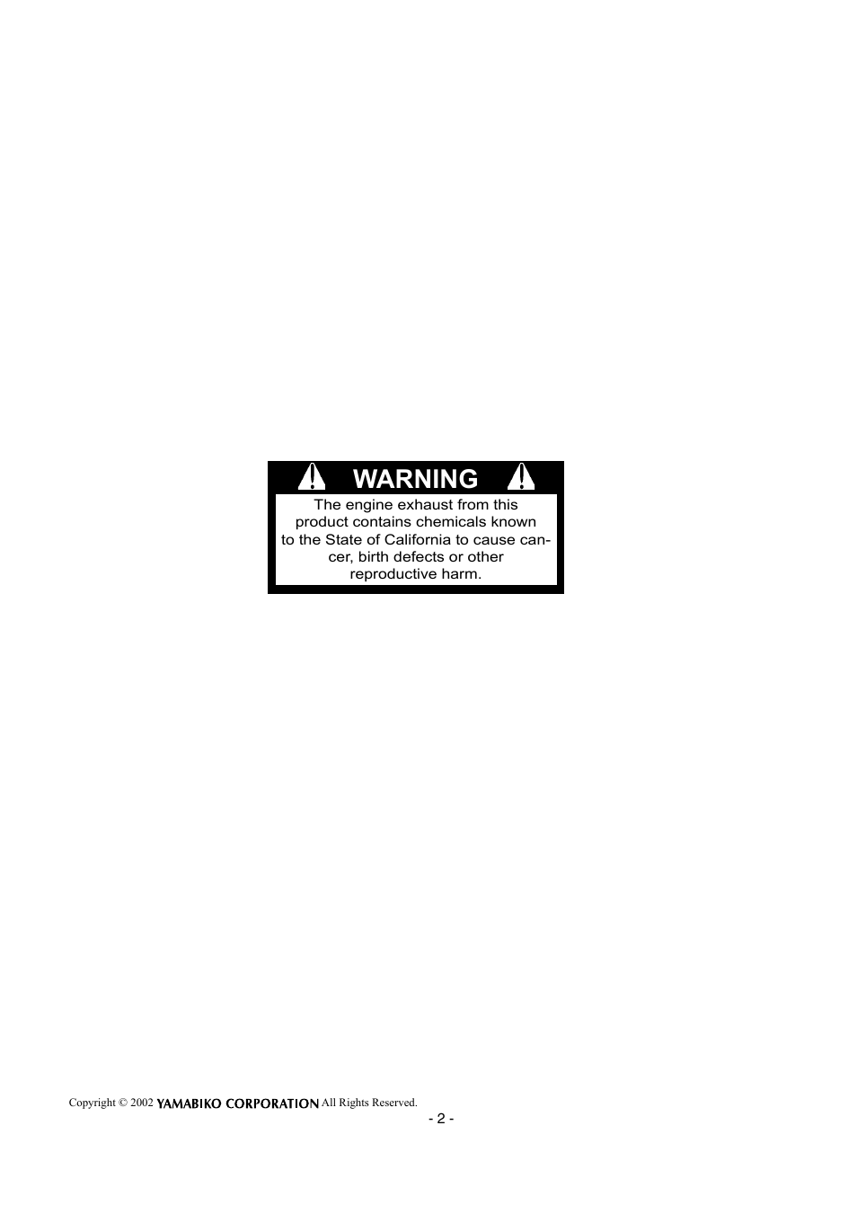Warning | Echo SHR-210 User Manual | Page 2 / 18
