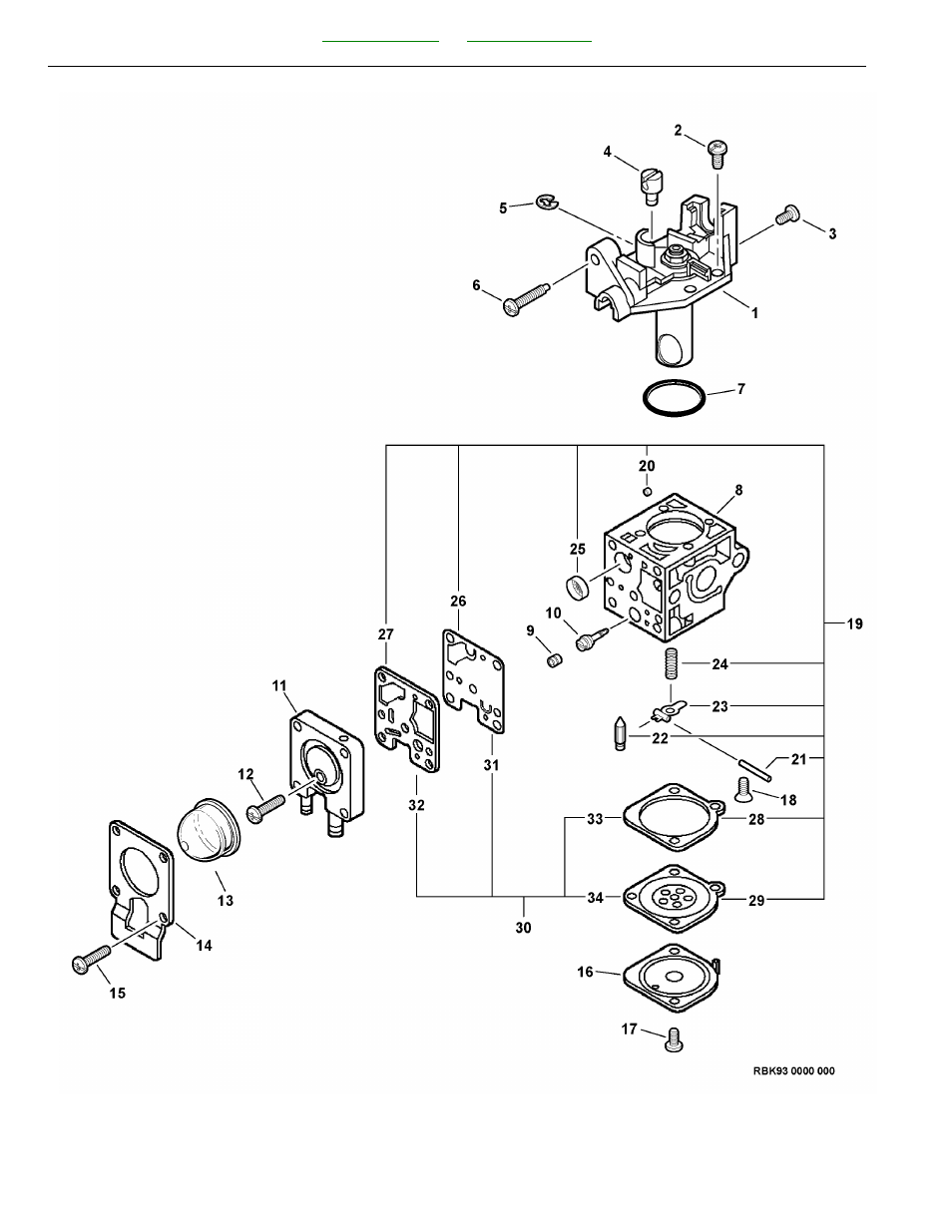 Carburetor -- rb-k93 | Echo SRM-225SB User Manual | Page 10 / 46
