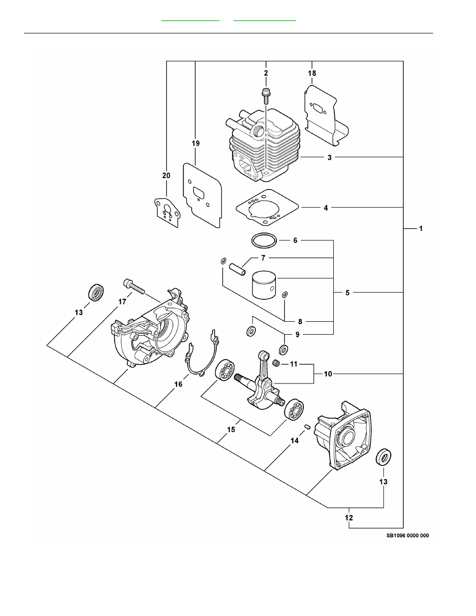 Engine, short block -- sb1096 | Echo SRM-225SB User Manual | Page 18 / 46