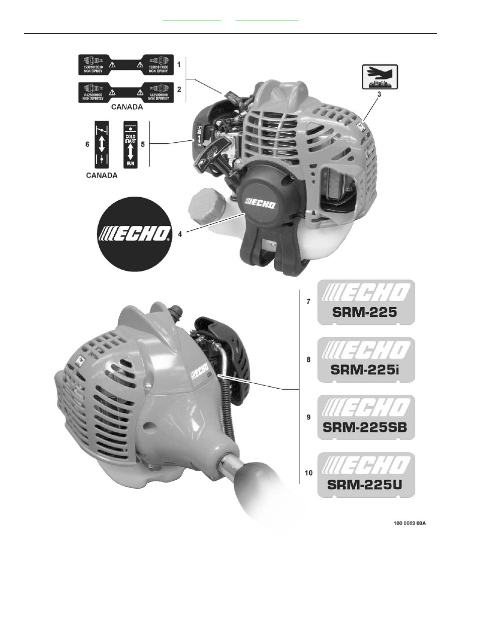 Labels | Echo SRM-225SB User Manual | Page 34 / 46