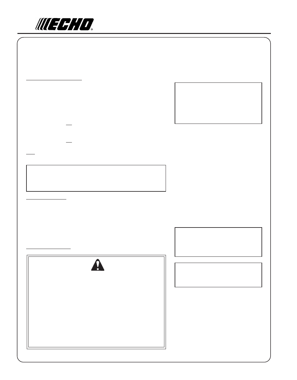 Fuel requirements, Handling fuel warning danger | Echo PE-200 User Manual | Page 12 / 24