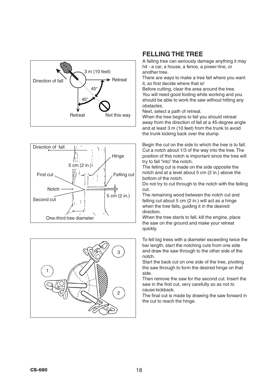 Felling the tree | Echo CS-680 User Manual | Page 20 / 32