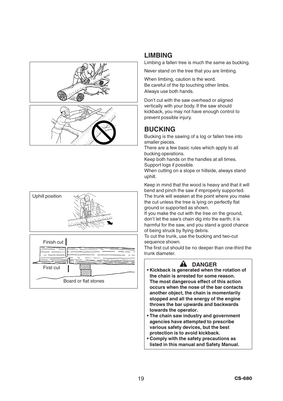 Limbing, Bucking | Echo CS-680 User Manual | Page 21 / 32