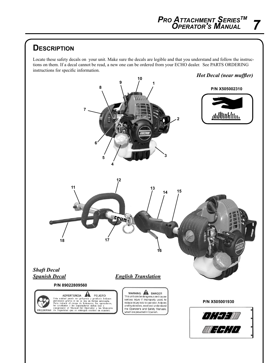 Description | Echo PRO ATTACHMENT SERIES PAS-265 User Manual | Page 7 / 32