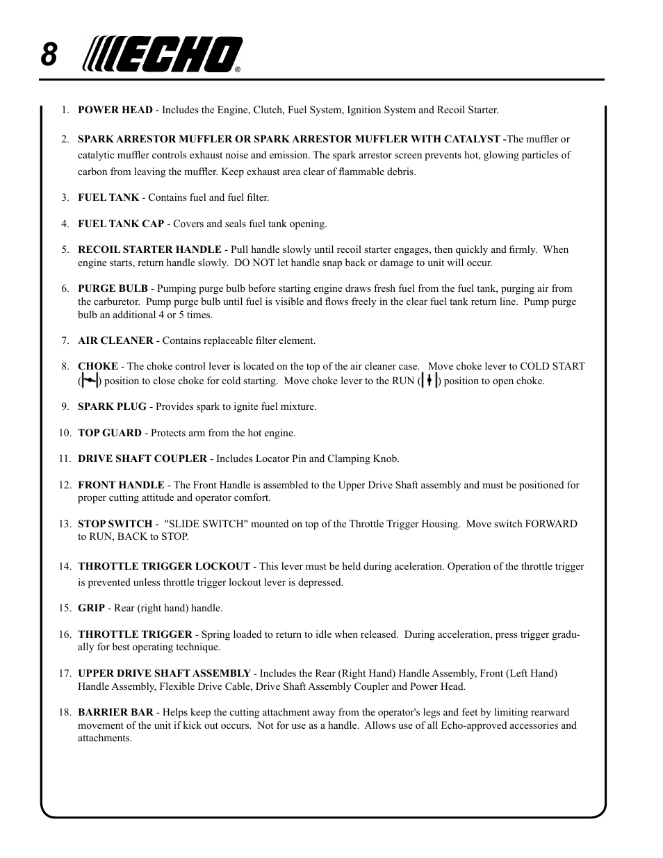 Echo PRO ATTACHMENT SERIES PAS-265 User Manual | Page 8 / 32