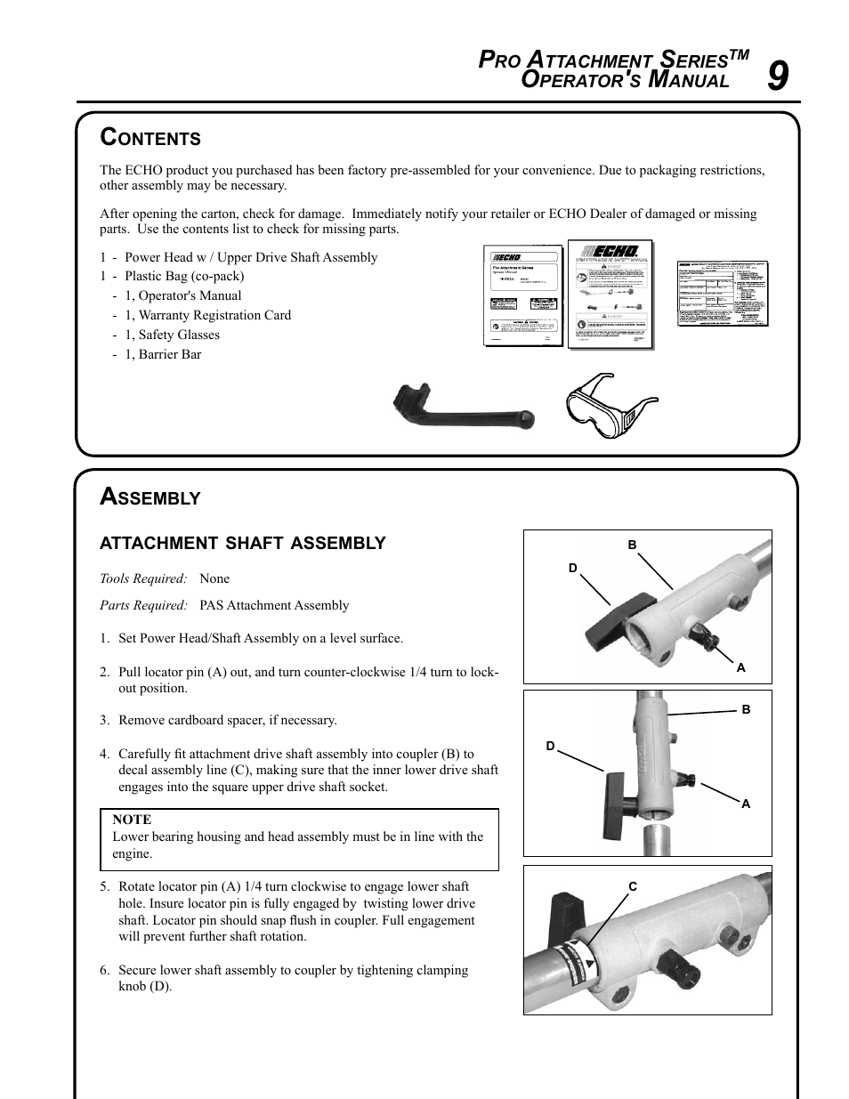 Echo PRO ATTACHMENT SERIES PAS-265 User Manual | Page 9 / 32