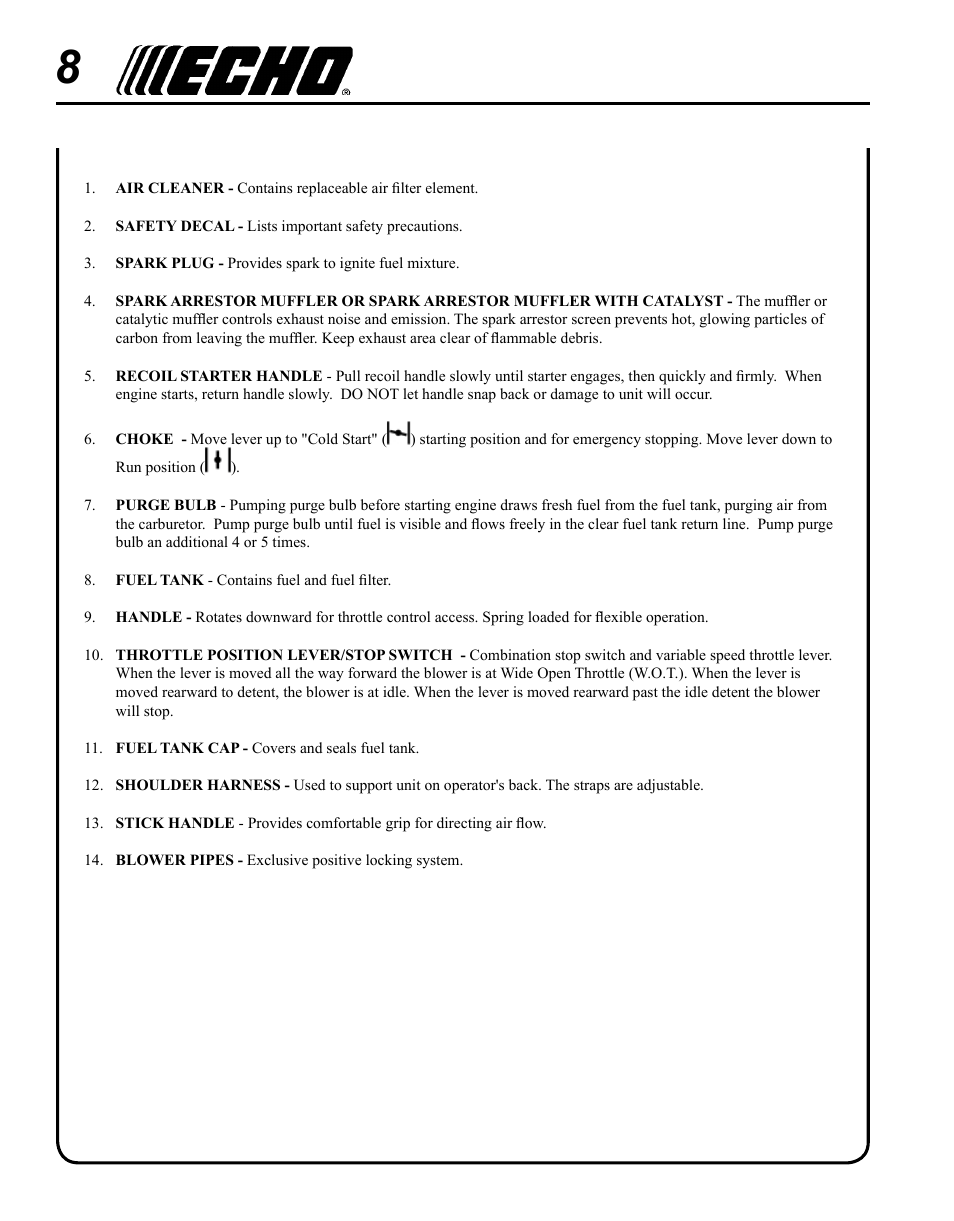 Echo PB-620H User Manual | Page 8 / 28