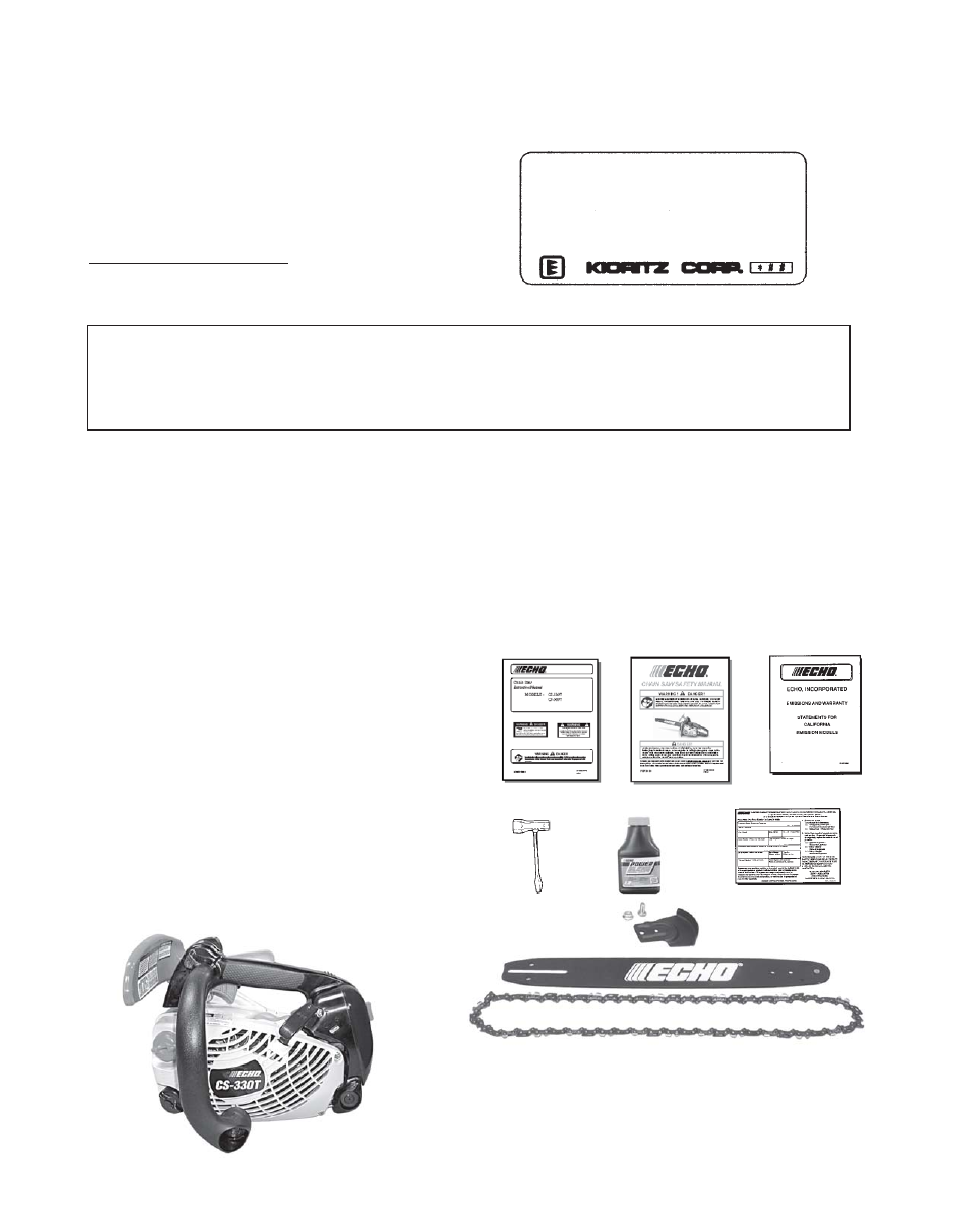 Emission data, Description, Epa phase 2 | Echo CS-330T User Manual | Page 6 / 28