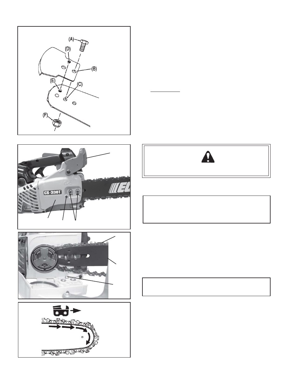 Preparation for use, Kick guard® to bar instructions, Guide bar and saw chain-install/ remove | Warning danger | Echo CS-330T User Manual | Page 8 / 28