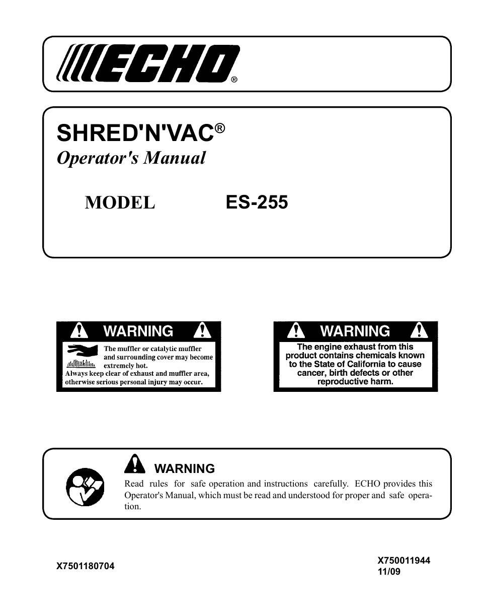 Echo SHRED'N'VAC ES-255 User Manual | 32 pages