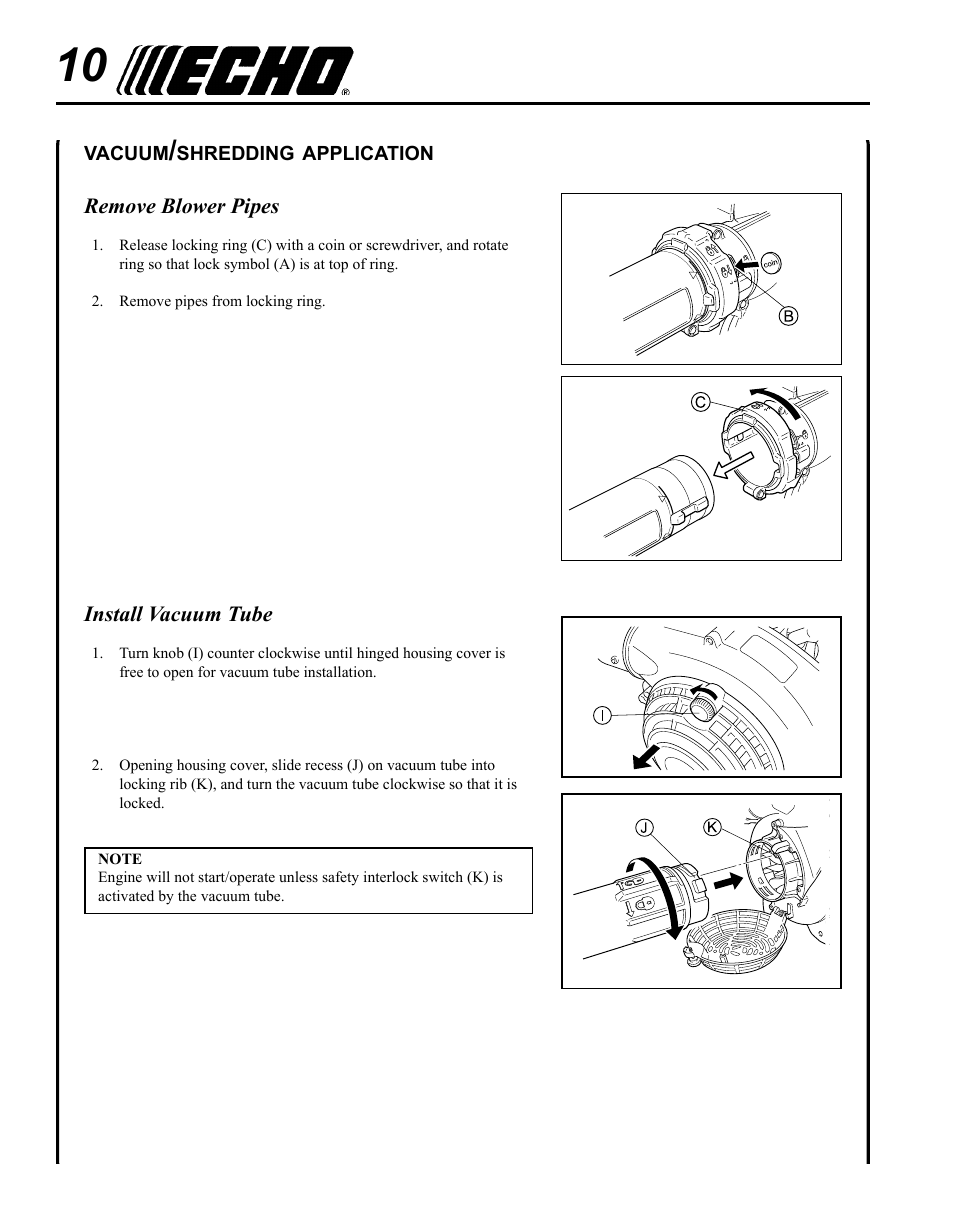 Vacuum/shredding application | Echo SHRED'N'VAC ES-255 User Manual | Page 10 / 32