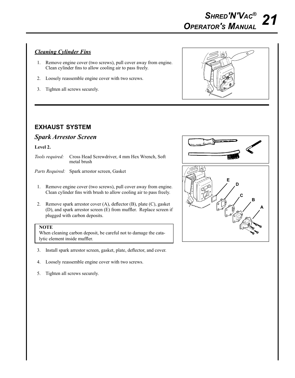 Exhaust system | Echo SHRED'N'VAC ES-255 User Manual | Page 21 / 32