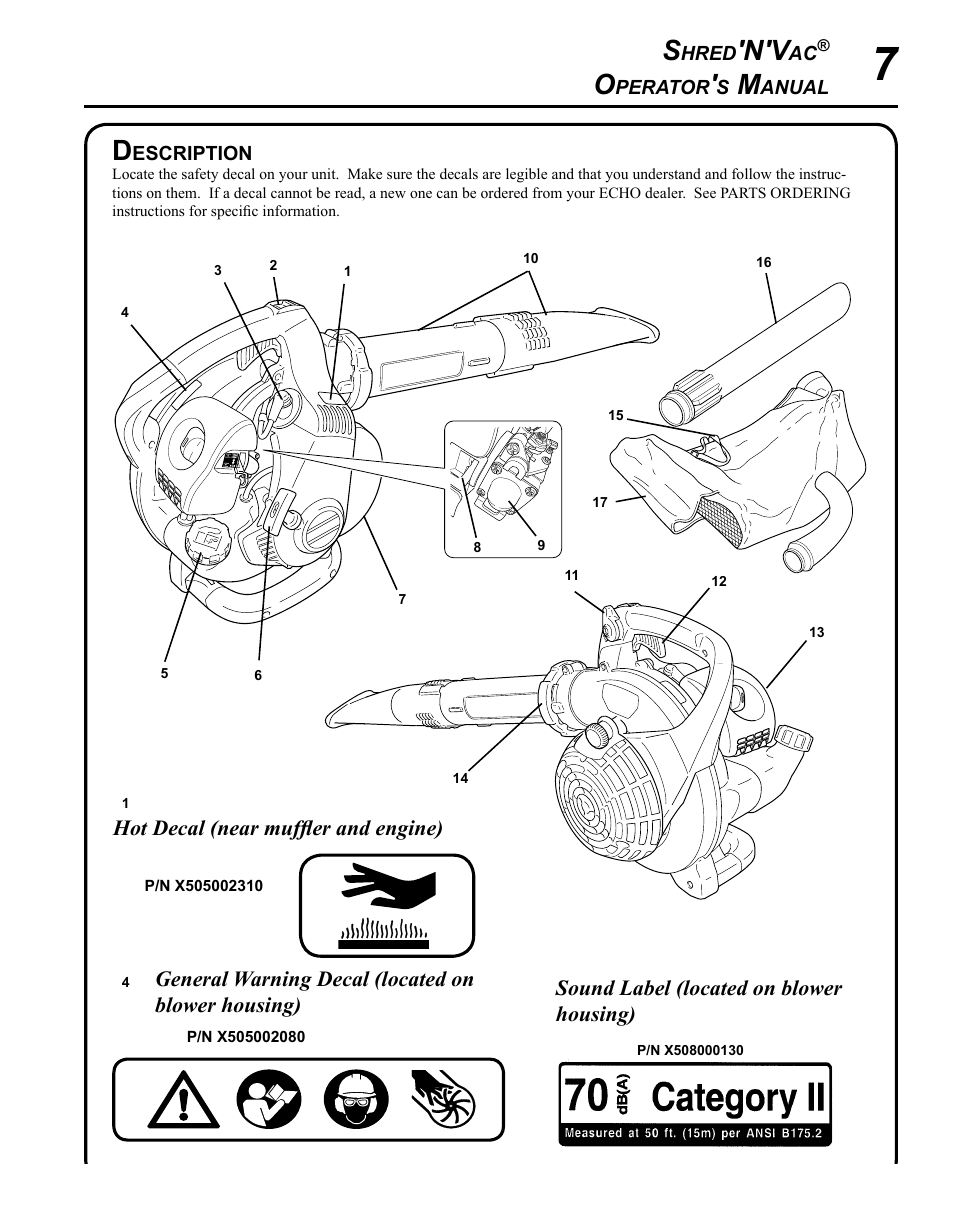 Description | Echo SHRED'N'VAC ES-255 User Manual | Page 7 / 32