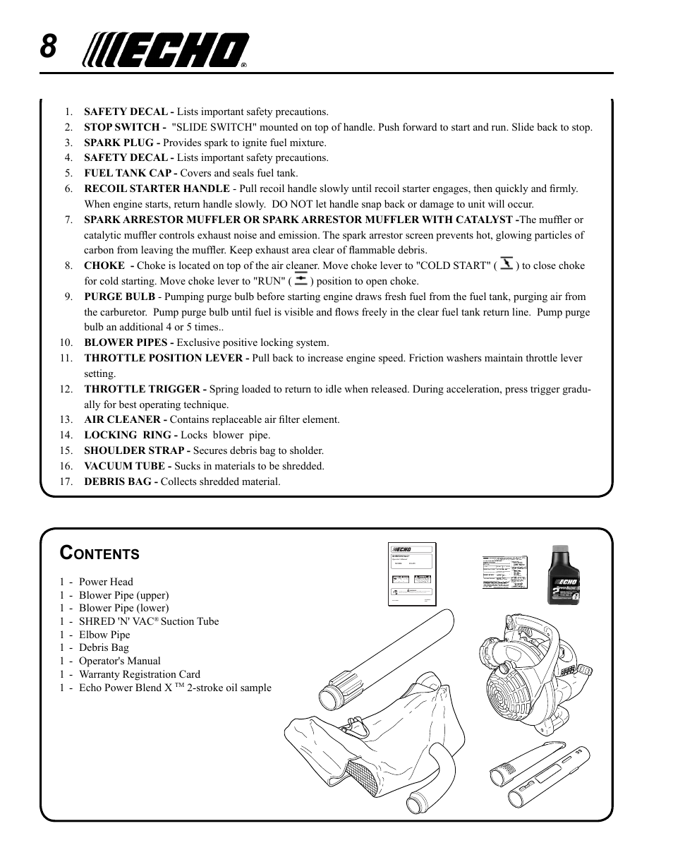 Echo SHRED'N'VAC ES-255 User Manual | Page 8 / 32