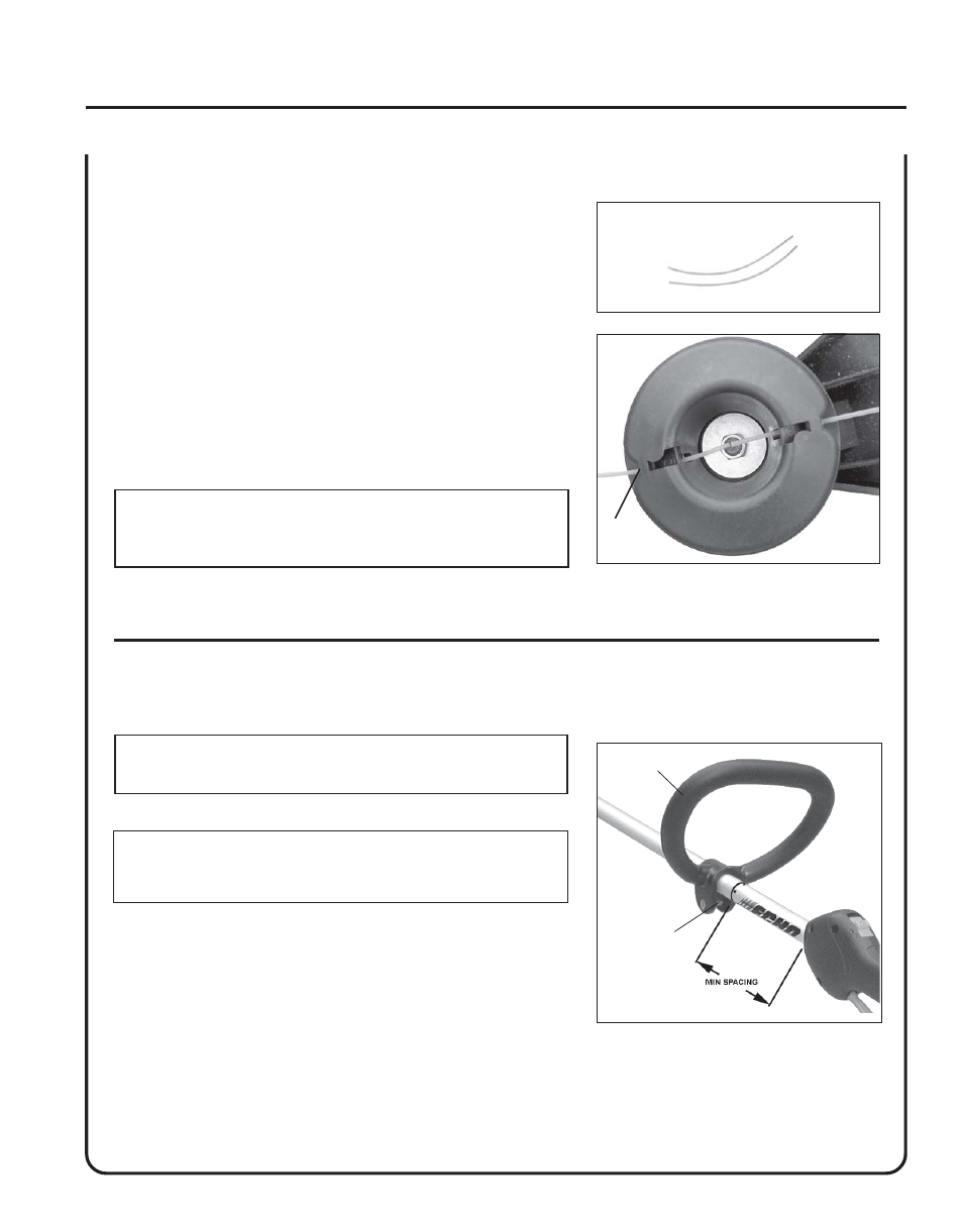 Nylon line installation, Front (loop) handle | Echo GT-251E User Manual | Page 11 / 28