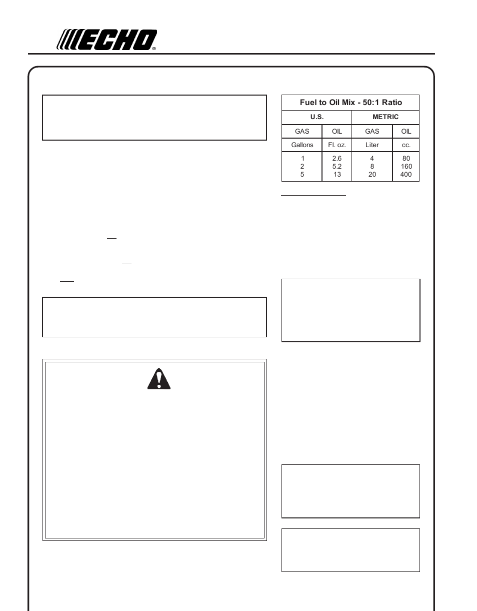Operation, Fuel, Fuel requirements | Handling fuel warning danger, Peration | Echo GT-251E User Manual | Page 12 / 28