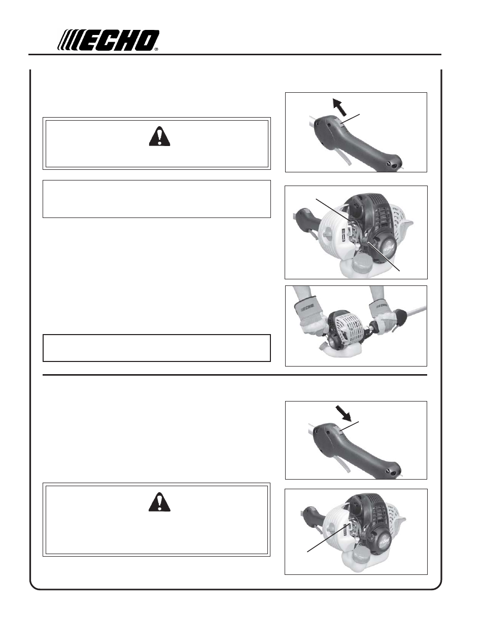 Starting warm engine, Stopping engine | Echo GT-251E User Manual | Page 14 / 28
