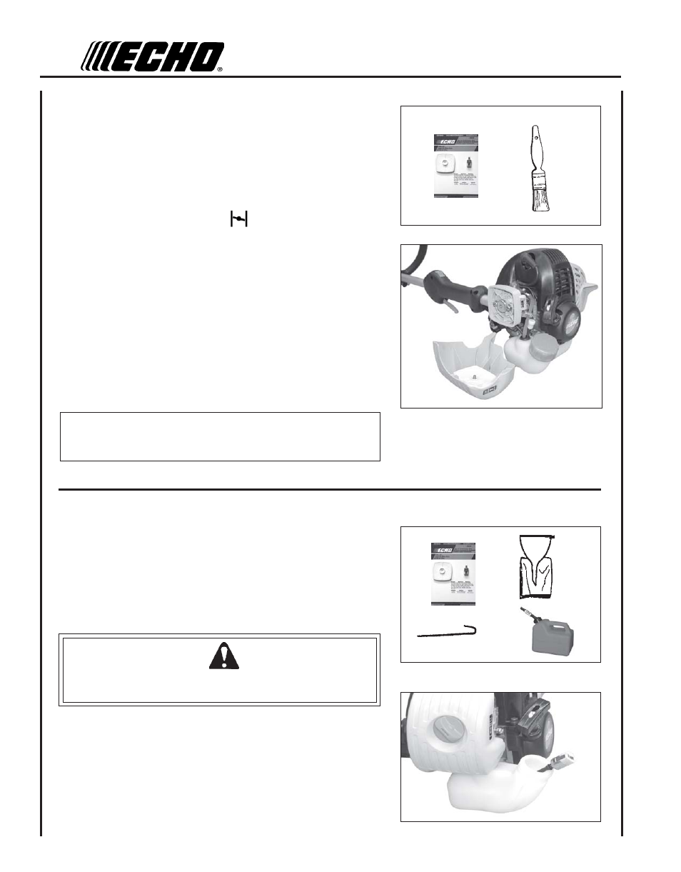 Air filter, Fuel filter, Warning danger | Echo GT-251E User Manual | Page 16 / 28