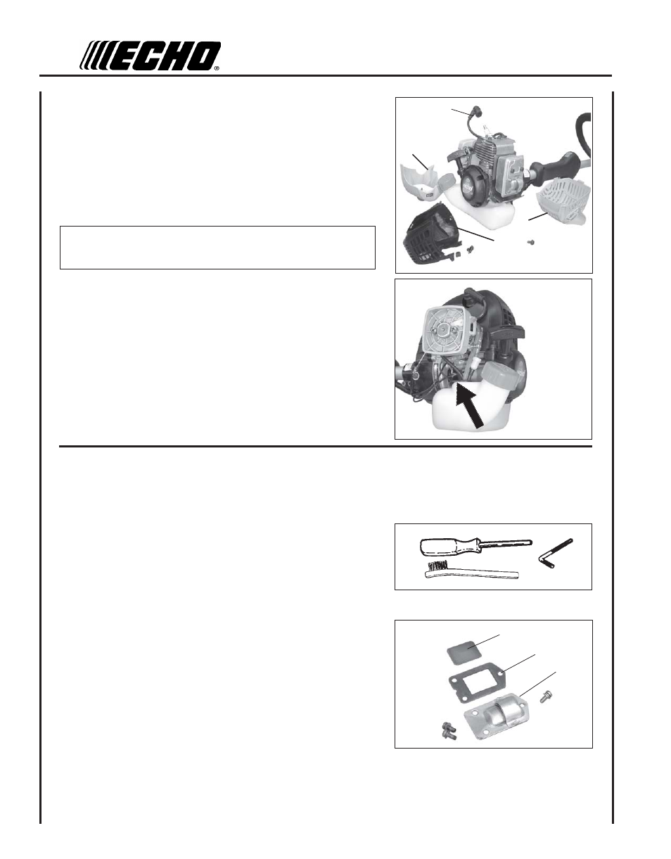 Exhaust system, Spark arrestor screen | Echo GT-251E User Manual | Page 18 / 28