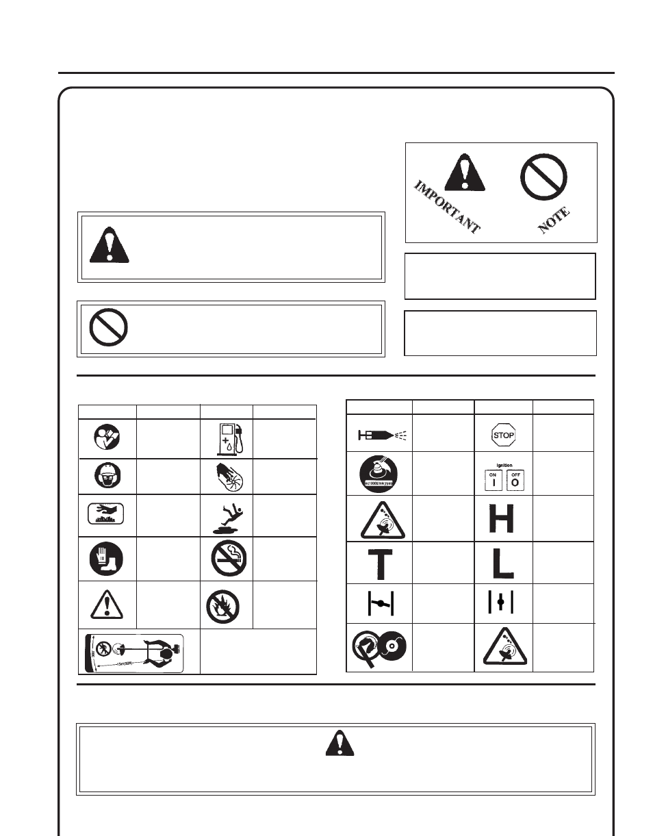 Safety, Warning danger, Rass | Rimmer, Perator, Anual, Afety manual, Symbols, Important, Information | Echo GT-251E User Manual | Page 3 / 28