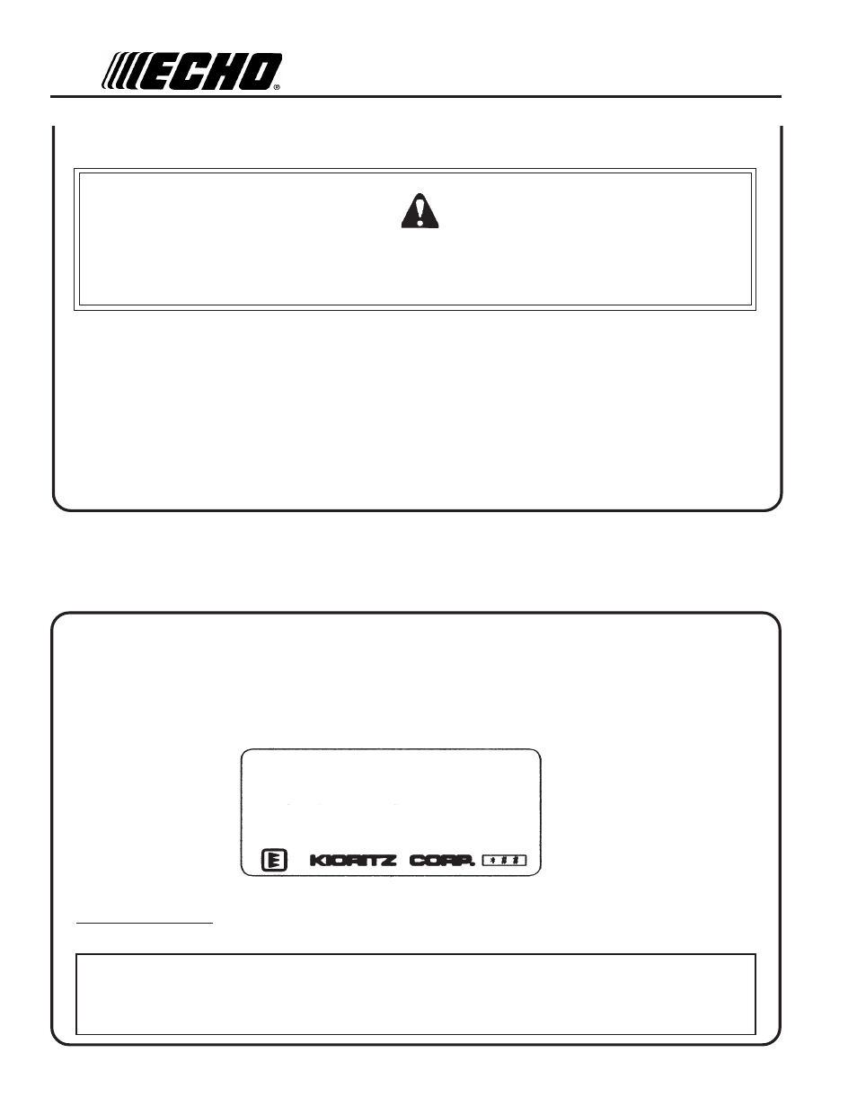 Emission control, Epa phase 2, Warning danger | Echo GT-251E User Manual | Page 6 / 28