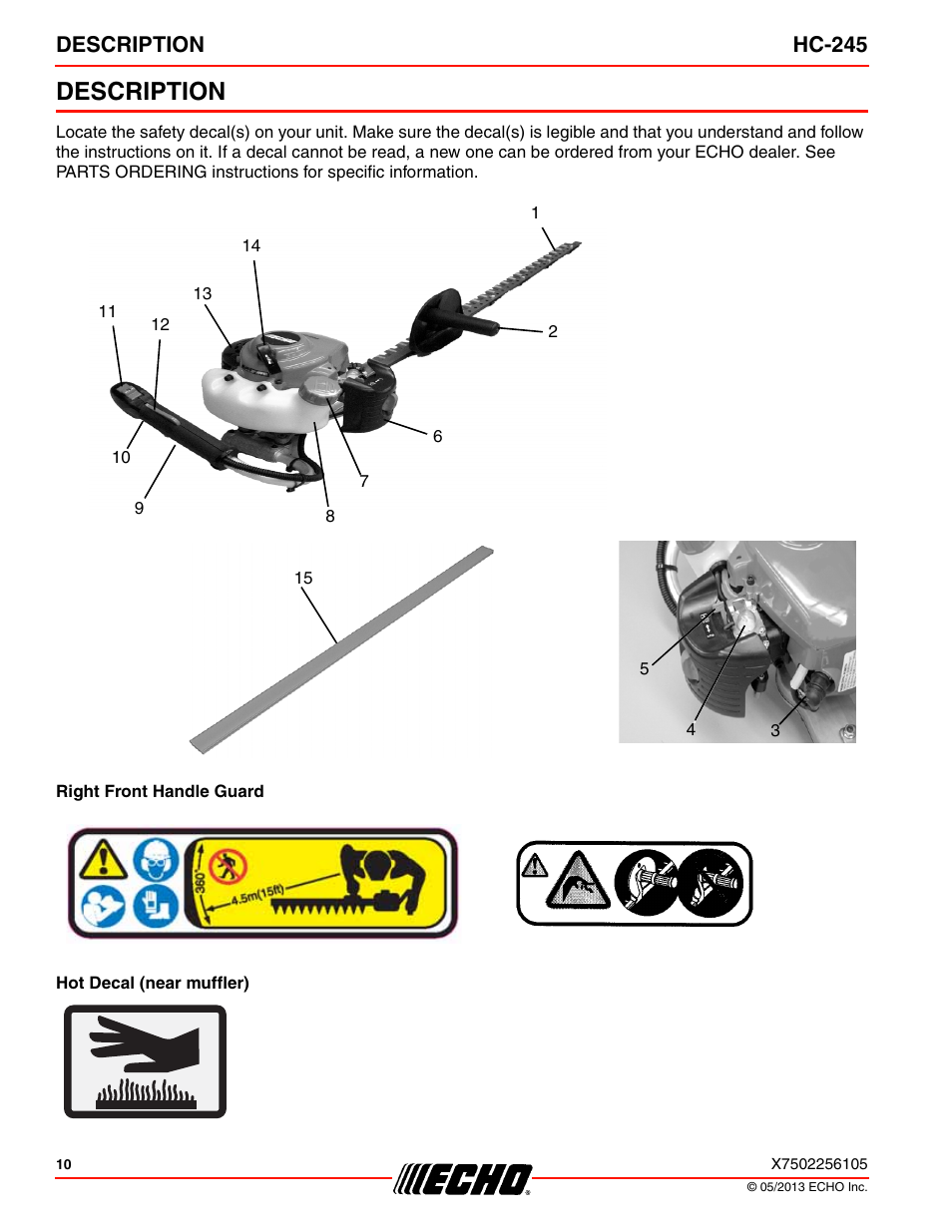 Description, Description hc-245 | Echo HC-245 User Manual | Page 10 / 32
