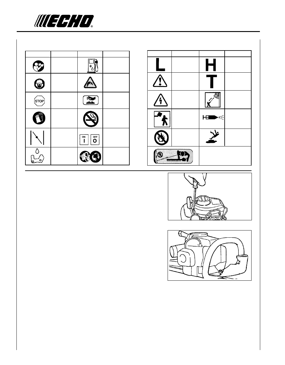 International, Symbols equipment | Echo HC-2410 User Manual | Page 4 / 34