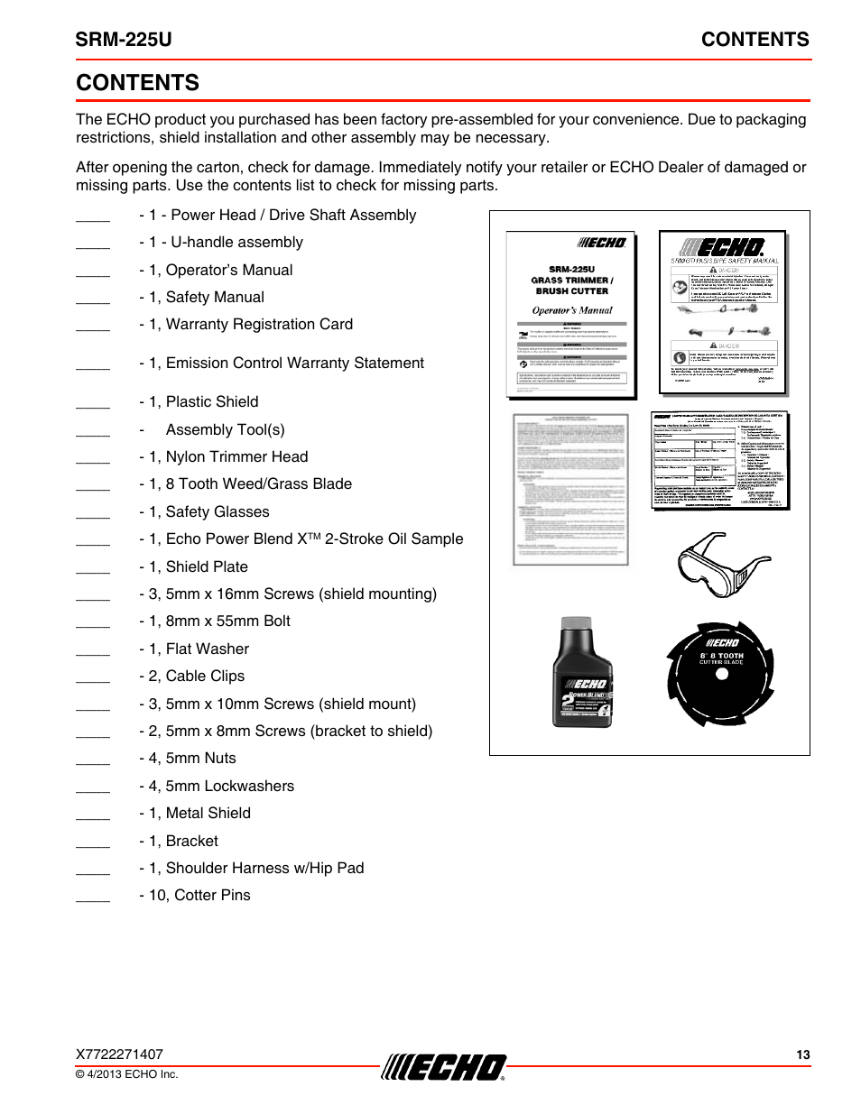 Echo SRM-225U User Manual | Page 13 / 40