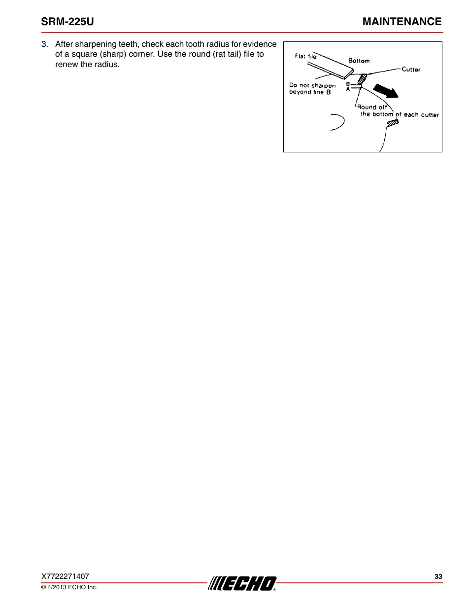 Srm-225u maintenance | Echo SRM-225U User Manual | Page 33 / 40