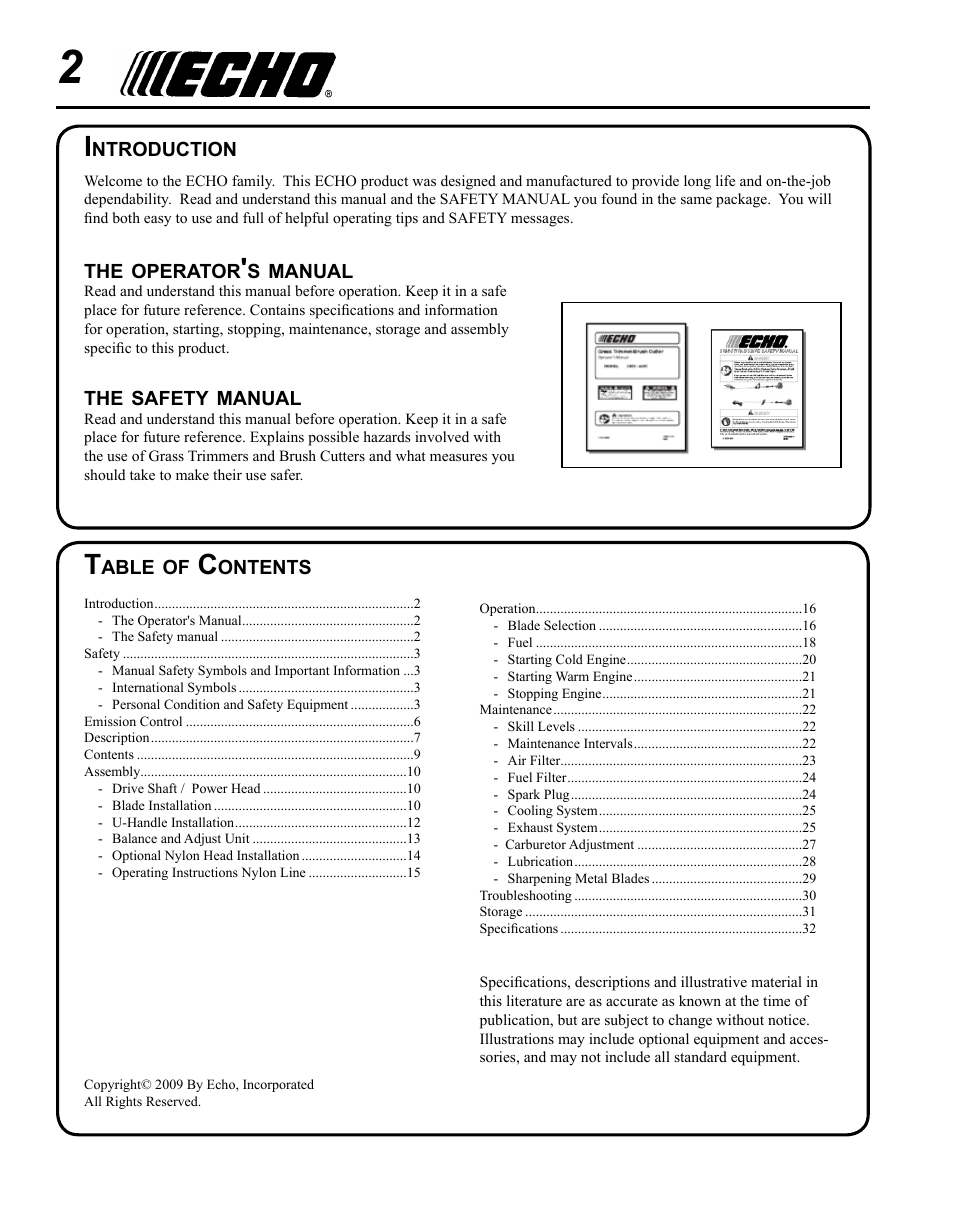 Echo SRM - 410U User Manual | Page 2 / 36