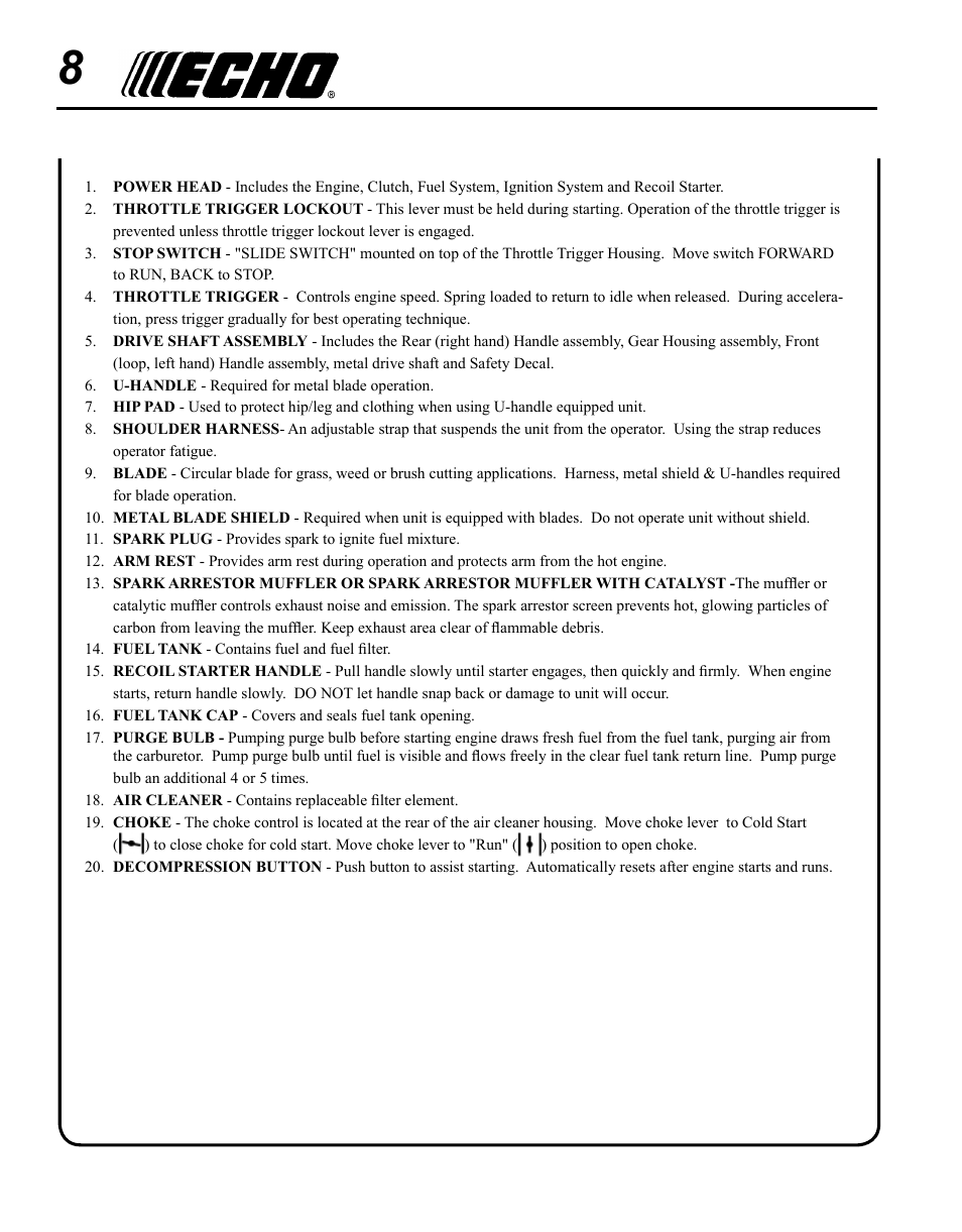 Echo SRM - 410U User Manual | Page 8 / 36