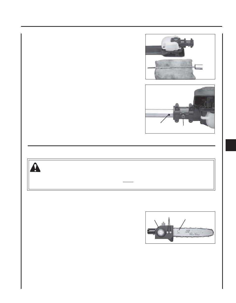 Guide bar and saw chain replacement | Echo POWER PRUNER 99944200530 User Manual | Page 13 / 20