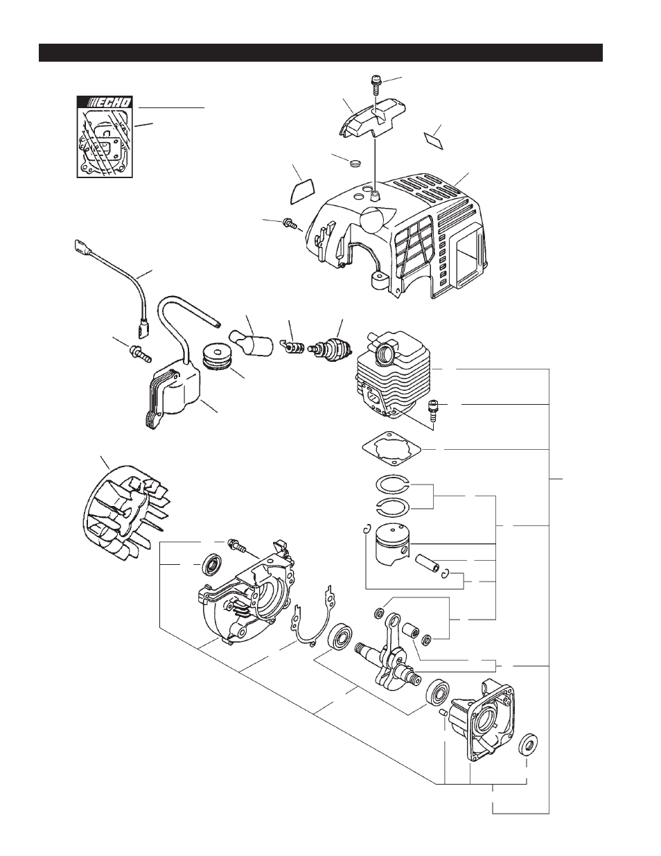 Engine, ignition, short block, cylinder cover, Pe-201 | Echo PE-201 User Manual | Page 2 / 33