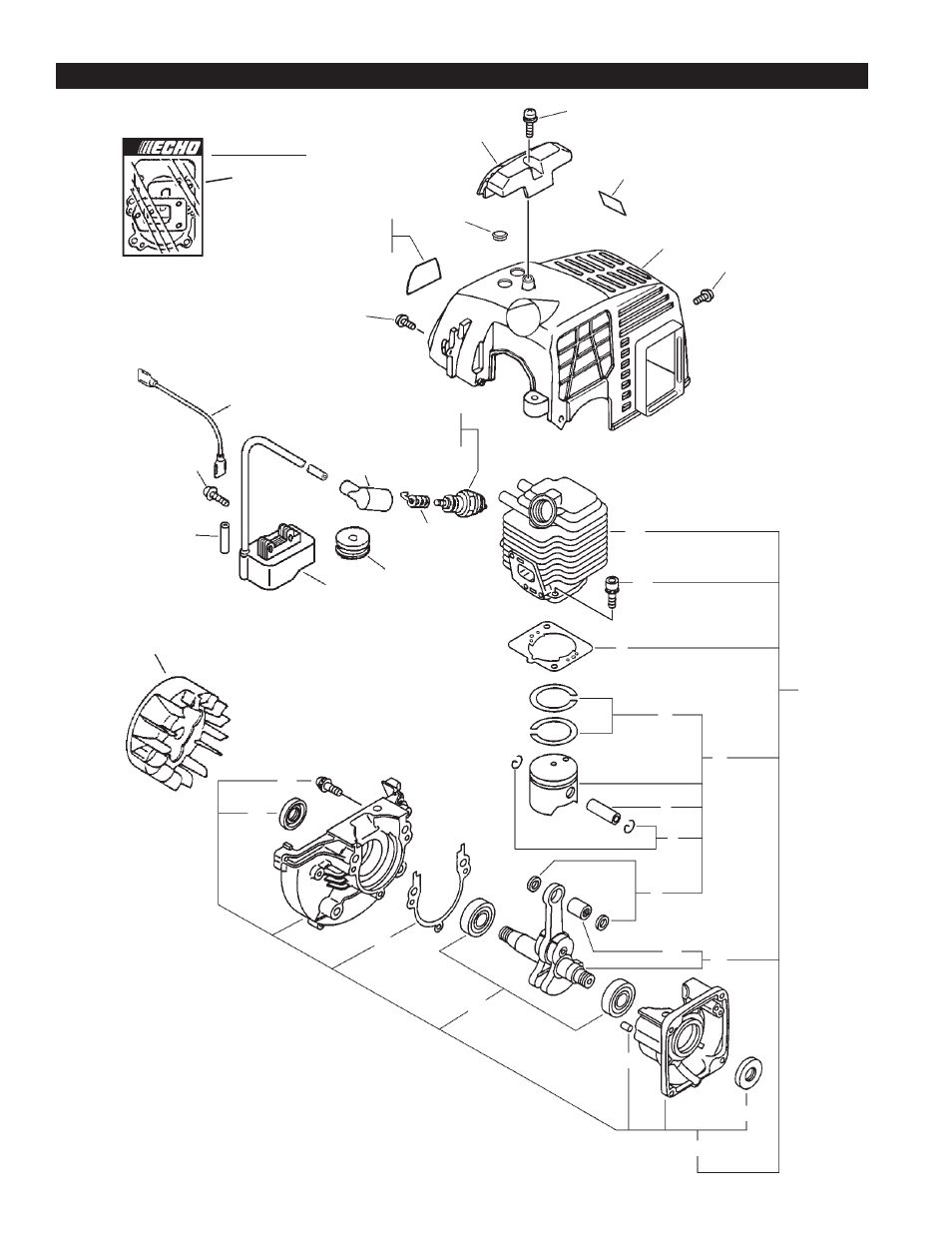 Engine, ignition, short block, cylinder cover, Pe-200 | Echo PE-201 User Manual | Page 4 / 33