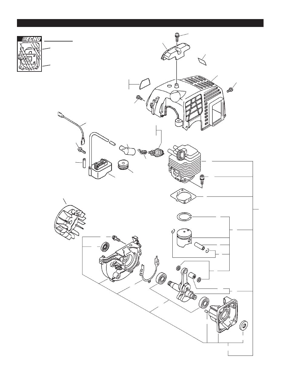 Engine, ignition, short block, cylinder cover | Echo PE-201 User Manual | Page 6 / 33