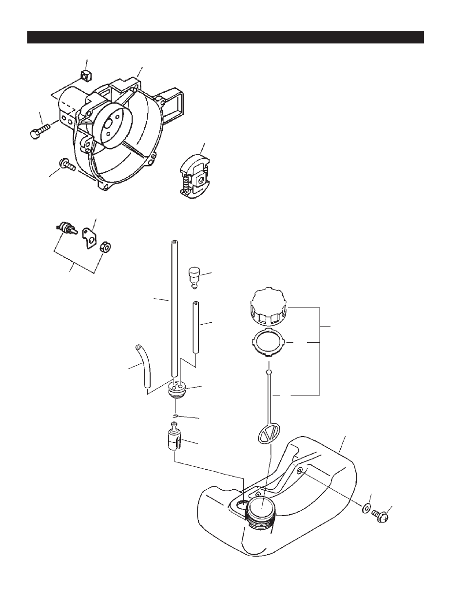 Fan case, clutch, fuel system, Serial numbers: all | Echo PE-201 User Manual | Page 8 / 33