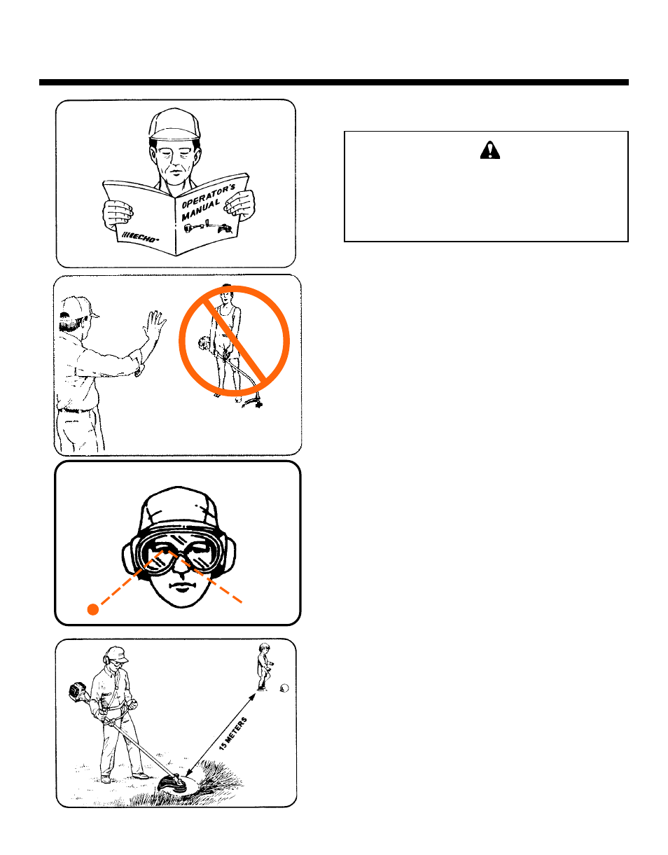 Rules for safe operation, Warning danger | Echo GRASS/WEED TRIMMER BRUSHCUTTER and CLEARING SAW User Manual | Page 10 / 28