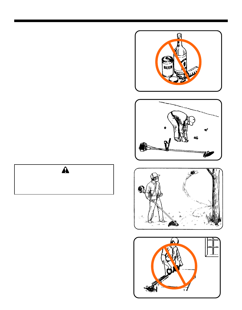 Warning danger | Echo GRASS/WEED TRIMMER BRUSHCUTTER and CLEARING SAW User Manual | Page 13 / 28