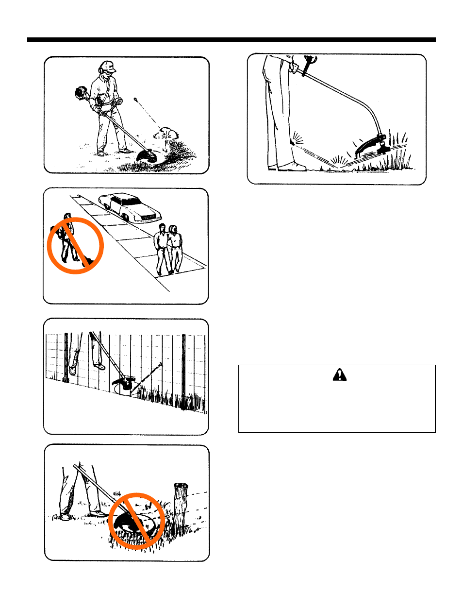 Warning danger | Echo GRASS/WEED TRIMMER BRUSHCUTTER and CLEARING SAW User Manual | Page 20 / 28
