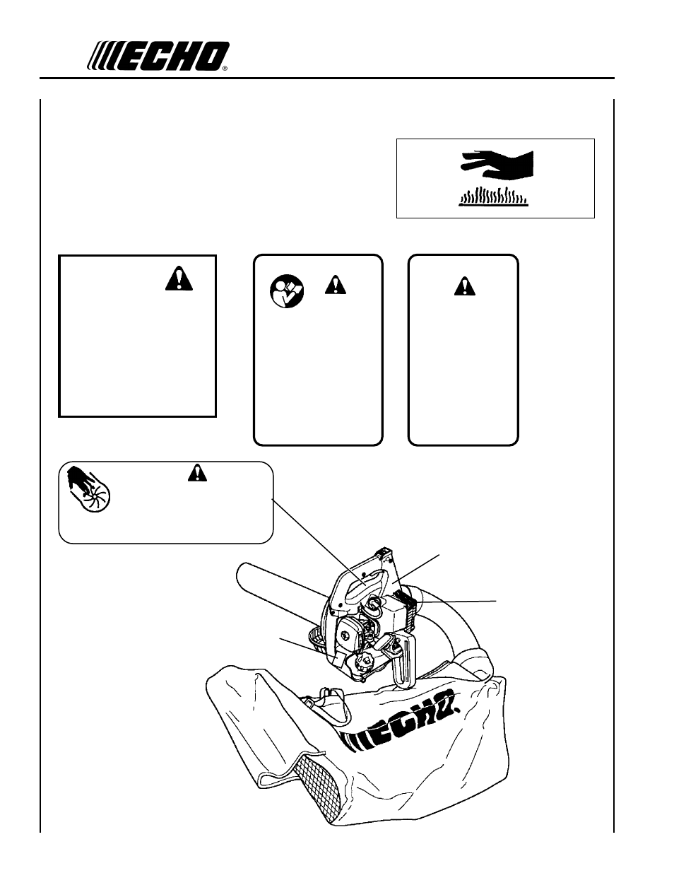 Decals, Warning danger -danger, General warning decal | Warning | Echo Shred 'N' Vac ES-2100 User Manual | Page 4 / 29