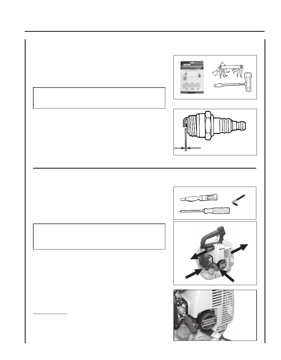 Spark plug, Cooling system | Echo PB-230LN User Manual | Page 15 / 24