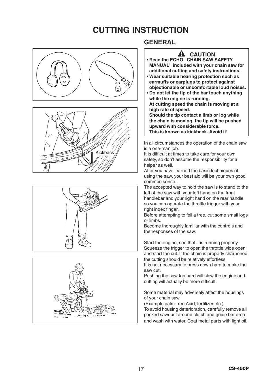 Cutting instruction, General | Echo CS-450P User Manual | Page 17 / 34