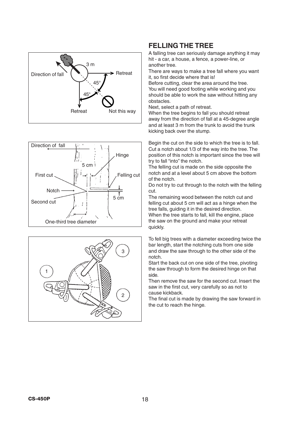 Felling the tree | Echo CS-450P User Manual | Page 18 / 34