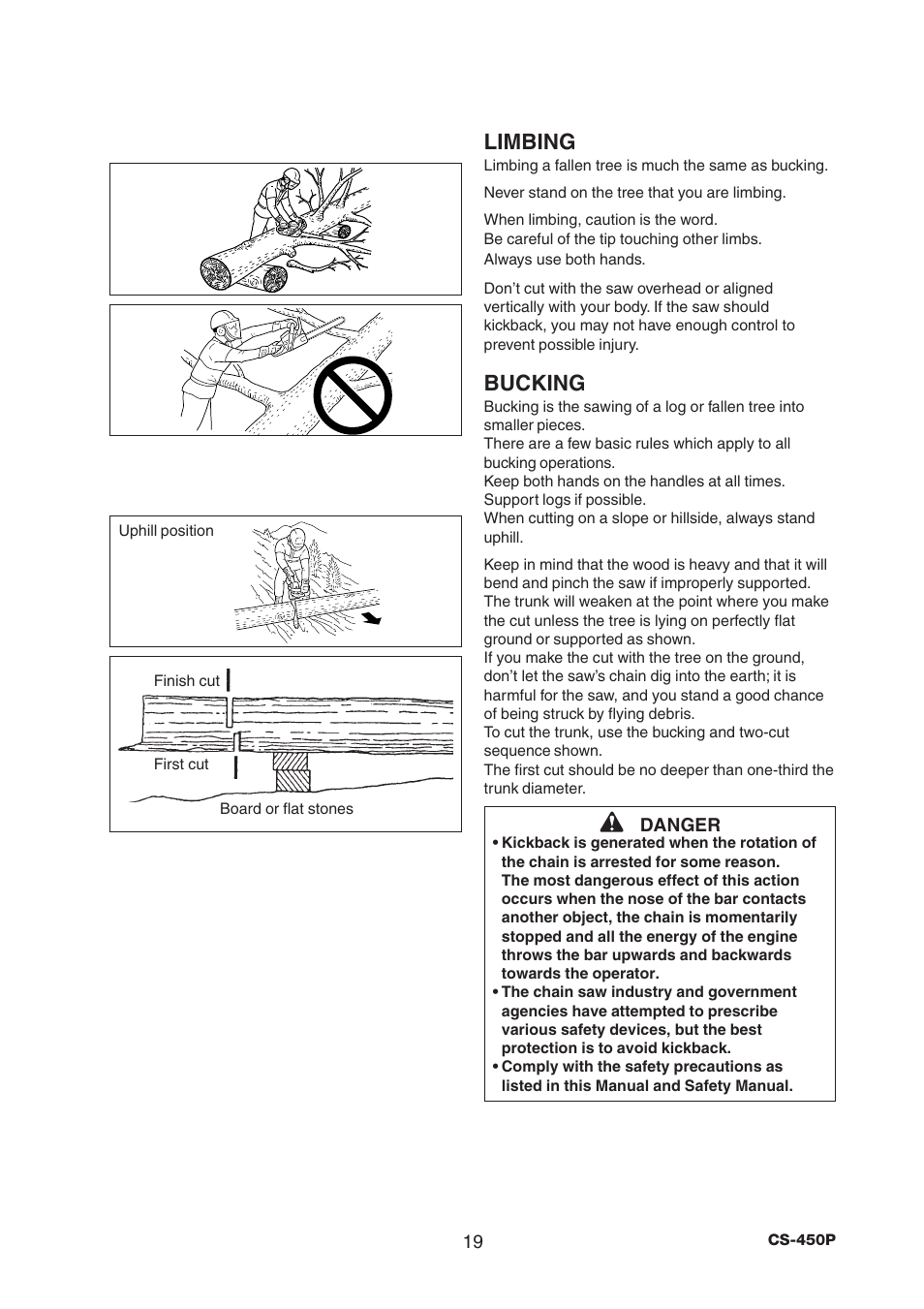 Limbing, Bucking | Echo CS-450P User Manual | Page 19 / 34