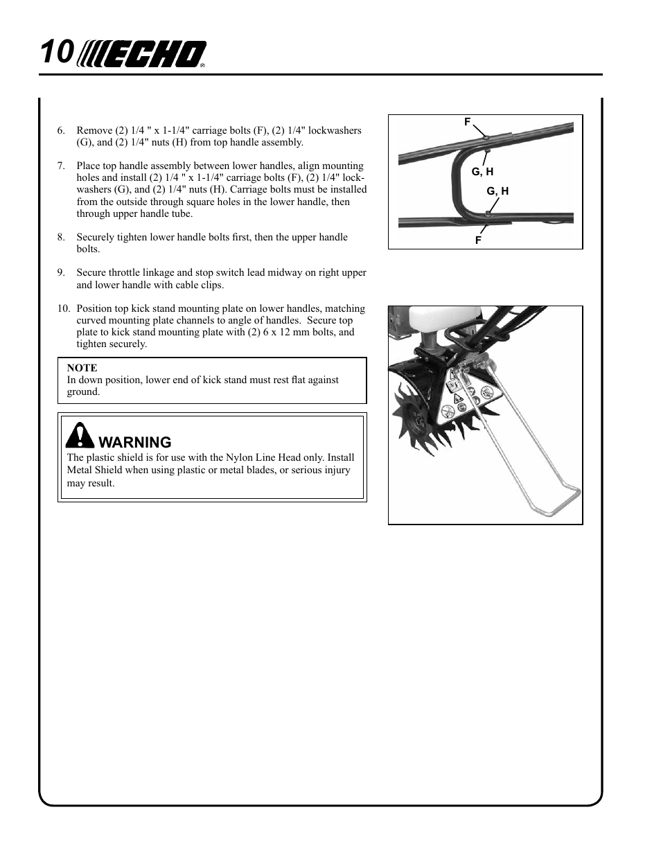 Warning | Echo TC-210 User Manual | Page 10 / 32